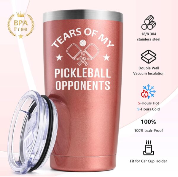 Lifecapido Pickleball Gifts 20oz Insulated Tumbler, Funny Christmas Birthday Gifts for Pickleball Lovers Player Coach (Rose Gold)