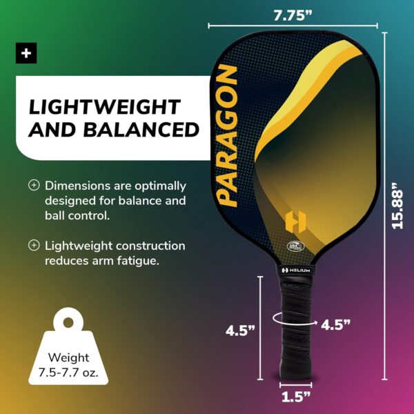 Helium Pickleball Paddle Set of 2 - USAPA Certified - Graphite Fiberglass Surface, Lightweight Honeycomb Core
