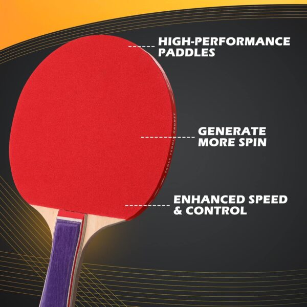 Outus 4 Pack Portable Table Tennis Set Table Tennis Paddle Kit 8 Table Tennis Paddles and 12 Balls Table Tennis Racket Player Set for Starter Indoor Outdoor