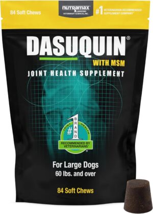 Nutramax Laboratories Dasuquin with MSM Joint Health Supplement for Large Dogs - With Glucosamine, MSM, Chondroitin, ASU, Boswellia Serrata Extract, and Green Tea Extract, 84 Soft Chews
