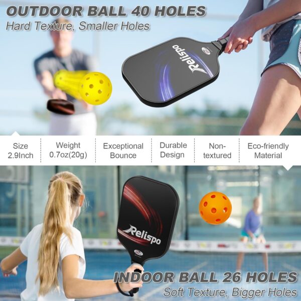 Pickleball Paddles Set of 2/4, USAPA Approved Pickleball Set Fiberglass Surface Honeycomb Core Pickleball Rackets with 4 Indoor & Outdoor Balls Carry Bag & Grip Tapes, Gifts for Beginners & Pros
