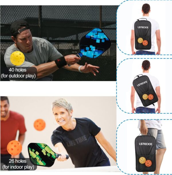 Pickleball Paddles, Fiberglass Surface Pickleball Set with Pickleball Rackets, USAPA Standard Pickle Ball Paddles Set of 4 with 4 Pickelball Balls and 1 Bag, Pickle Ball Paddle Set for Men Women