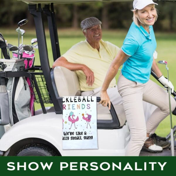 We are More Than Just Pickleball Friends Polyester and Cotton Blend Printed Sport Towel with Clip, Pickleball Gift for Pickleball Lover, Funny Flamingo Pickleball Accessories for Men Women,