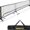 Movable Deluxe Heavy Duty Pickleball Net with Wheels,22 FT Regulation Size Including Carrying Bag,Sturdy Metal Stand and Upgraded PE Nets, Perfectly Straight, Suitable for Indoor Outdoor