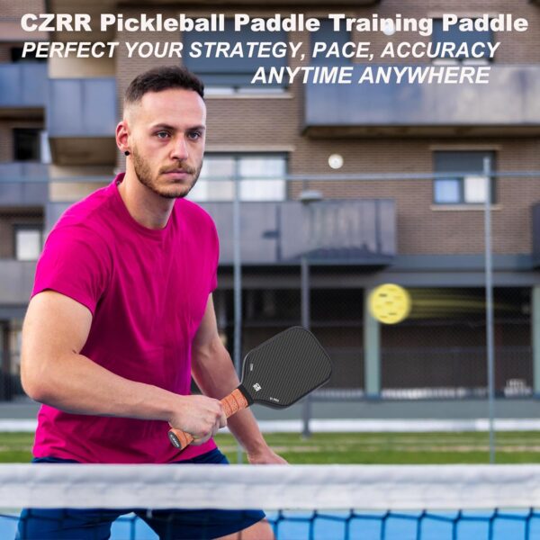 CZRR Pickleball Training Paddle, 3K Carbon Fiber Particle Paint Frosted Surface, 16mm Polypropylene Honeycomb Core Training Paddle with Extra Long Handle