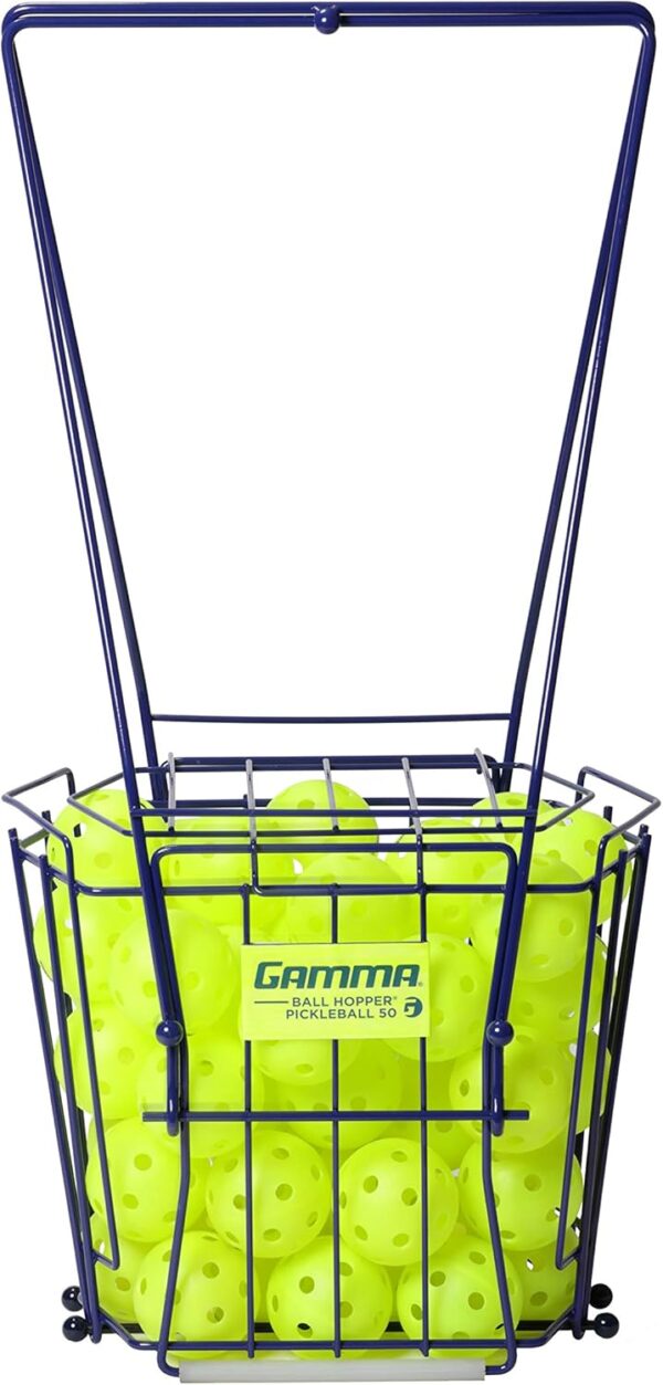 GAMMA Sports Ball Hopper Pickleball 50 - Pickleball Picker Upper with Unique Basket Shape, Reinforced Side Welds, 50-Ball Capacity, Carbon Steel, Maximum Durability