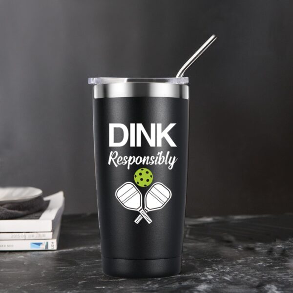 Dink Responsibly Tumbler, Pickleball Player Gifts,Picklebal Lovers Gifts for Men Women,Pickleba Accessories Gift 20oz Stainless Steel Cup With Lid Straw