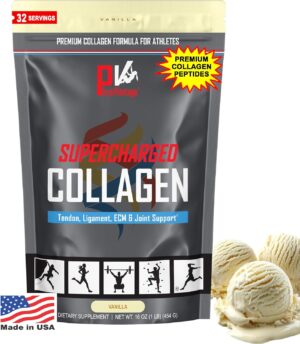 PhysiVantage Supercharged Collagen Peptides Powder - Hydrolyzed Collagen for Joint, Tendon, Ligament, & Skin Health Support - Vanilla, Keto, Paleo, 16oz | Enhanced with Vitamin C, BCAAs, Grass-Fed
