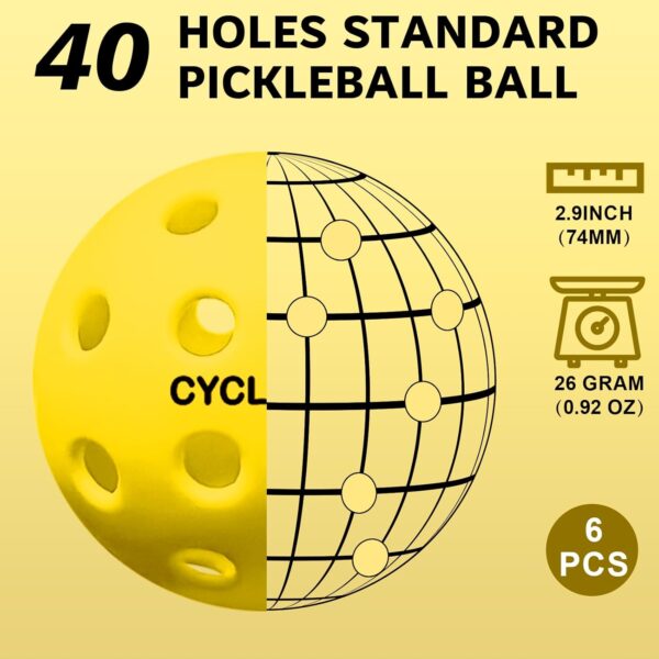6-Pack Premium Pickleball Balls - USAP Approved, 40 Holes Outdoor/Indoor Pickle Balls with Bag, Perfectly Balanced, High Bounce True Flight, Pickle Ball for Tournament Play