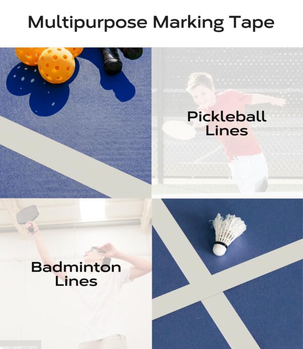 Pickleball Court Tape 230ft - Heavy Duty White Cloth Tape for Temporary Court Lines | Indoor/Outdoor Sports Line Marking with Strong Adhesion