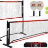 Hoverphenix 10FT Mini Pickleball Net, 4FT Adjustable Height Dink Training Rebounder Net with Paddles Set of 2, Pickleballs and Carry Bag for Outdoor Indoor Driveway Game, Easy Setup