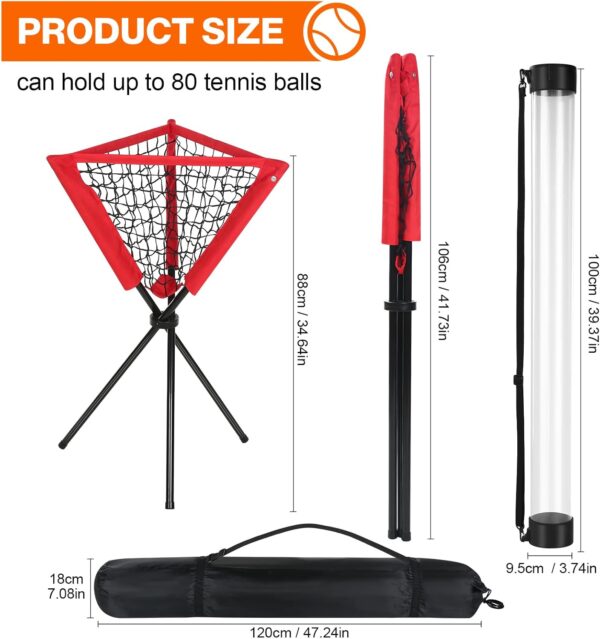 X-ACE Ball Picker and Hopper for Pickleball or Tennis | 15-Ball Tube & 80-Ball Basket | Training Use No Bending | with Shoulder Strap Bag