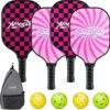 Pickleball Paddles Set of 4, Wood Pickle Ball Racket with 4 Balls, Pickleball Starter Set for Men & Women, All in One Pickle Ball Paddles Set of 4