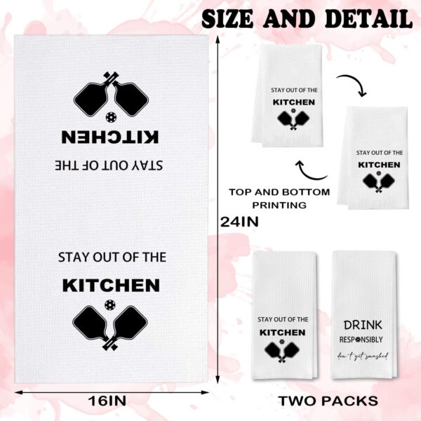 Funny Kitchen Waffle Towel Set for Pickleball Lover - Dink Responsibly - Pickleball Player Puns - Pickleball Gift for Him or Her Birthday Retirement