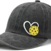Pickleball Hat for Women Men, Adjustable Embroidered Heart Pickleball Baseball Cap