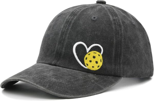 Pickleball Hat for Women Men, Adjustable Embroidered Heart Pickleball Baseball Cap