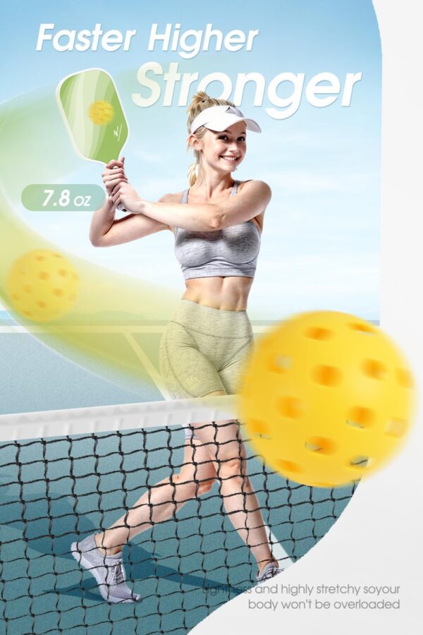 ZUMWORGION® Pickleball Paddles Set of 2/4: Fiberglass Pickle Paddles with Balls for Beginner - 8mm Honeycomb Core Lightweight Spin Surface for Kids - Cute Girly Pickle Gift for Women | 14mm 7oz