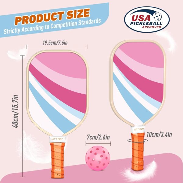 Pickleball Paddles Set of 4, Premium Wood with 4 Indoor & Outdoor Pickleball Balls and 1 Carry Bag, Pickleball Rackets with Ergonomic Cushion Grip for Beginner & Professional Gifts for Women Men Youth
