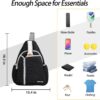 Hap Tim Pickleball Bags for Men & Women, Pickle Ball Backpack - Large Capacity, Adjustable Sling Bag, Breathable, Water Bottle Holder, Multiple Compartments for Accessories, Black