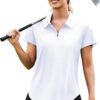 PINSPARK Womens Golf Shirt Zip Up Polo UPF 50+ Sun Protection Collared Shirts Quick Dry Short Sleeve Tennis Athletic Top