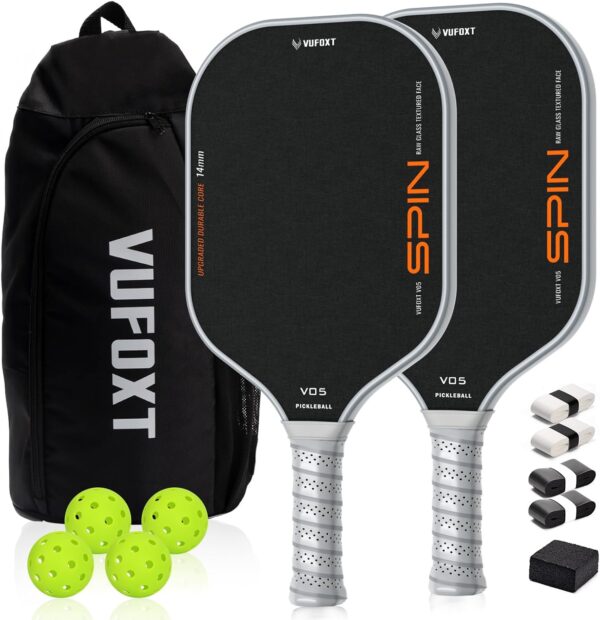 Pickleball Paddle, Lightweight Raw Carbon and Glass Fiber Surface Pickleball Racket with 14mm Polypropylene Honeycomb Core, USAPA Compliant, Pickle Ball Paddle for Men, Women