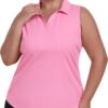 MoFiz Womens Plus Size Sleeveless Golf Shirt V-Neck Collared Golf Polos Athletic Tennis Racerback Tank Tops