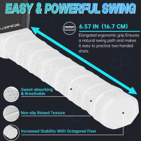 Pickleball Training Paddle, Sweet Spot Pickleball Trainer, T700 Raw Carbon Fiber with Frosted Surface, 16mm Core Mini Pickle Ball Practice Paddle, Extra Long Handle for Shot, Swing Training