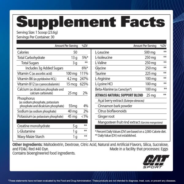 GAT SPORT JetMass Fact-Acting Volumizing Creatine System, 30 Servings (Tropical Ice)