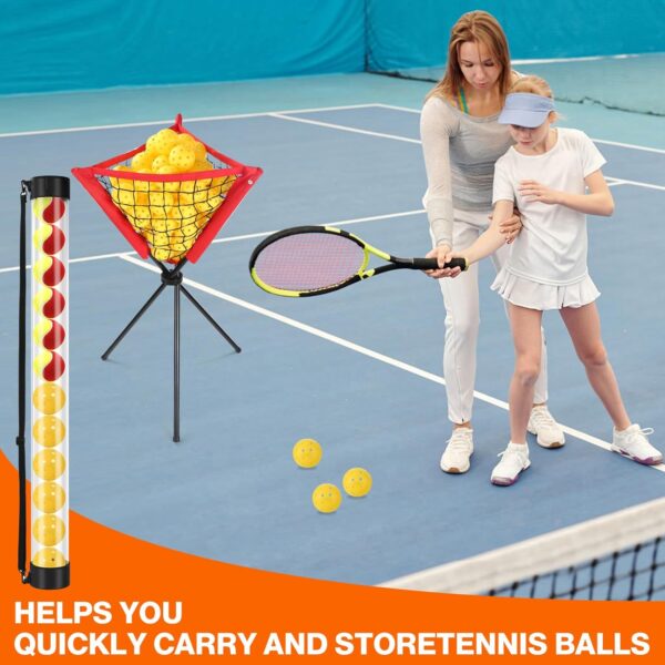 X-ACE Ball Picker and Hopper for Pickleball or Tennis | 15-Ball Tube & 80-Ball Basket | Training Use No Bending | with Shoulder Strap Bag