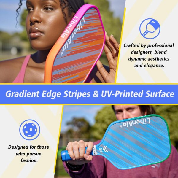 Pickleball Paddles Set of 2 | LA-NovaHue USAPA Approved Paddle | PP Honeycomb & Carbon Fiber |Gradient edging design |Indoor/Outdoor games for adults and family | Portable Beginner pickle kit