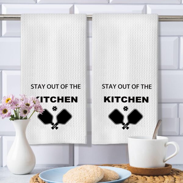 Funny Kitchen Waffle Towel Set for Pickleball Lover - Dink Responsibly - Pickleball Player Puns - Pickleball Gift for Him or Her Birthday Retirement