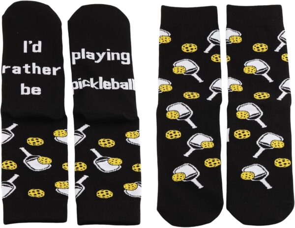 MBMSO 2 Pairs I'd Rather Be Playing Pickleball Socks - Novelty Gifts for Pickleball Lovers and Players