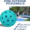 Outdoor Pickleball Balls Indoor 4 Pack Pickleball with 40 Holes- Great Durability, Bounce Meet USAPA Requirement Pickleball Balls Teal Green