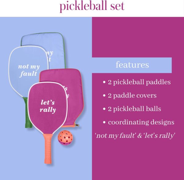 Kate Spade New York Let's Rally Blue and Pink Pickleball Set Including 2 Paddles, 2 Paddle Covers, and 2 Pickleball Balls Two Tone, Let's Rally