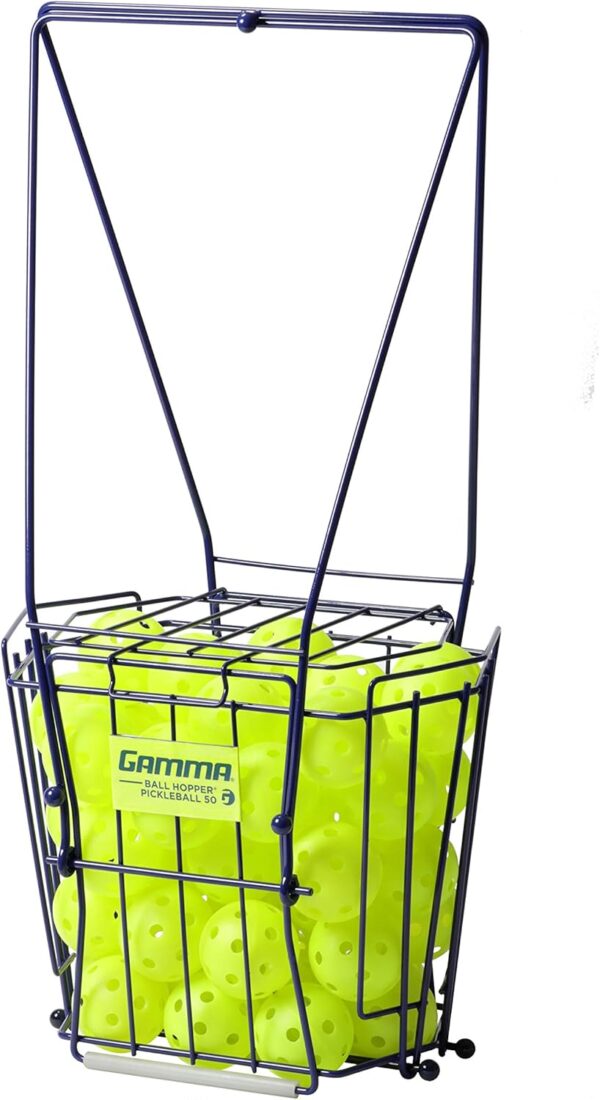 GAMMA Sports Ball Hopper Pickleball 50 - Pickleball Picker Upper with Unique Basket Shape, Reinforced Side Welds, 50-Ball Capacity, Carbon Steel, Maximum Durability