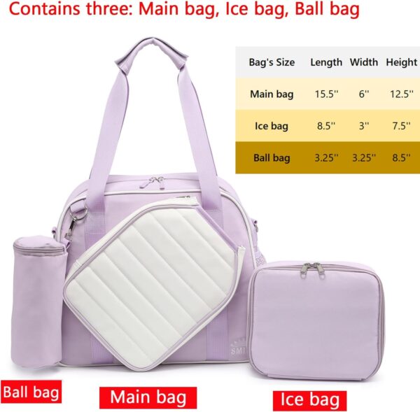 RAINBOW SMILE Crossbody Pickleball Bag with Ice Bag & Ball Bag 3-Piece Sets, Waterproof Pickle Ball Bag Tote Shoulder Bag