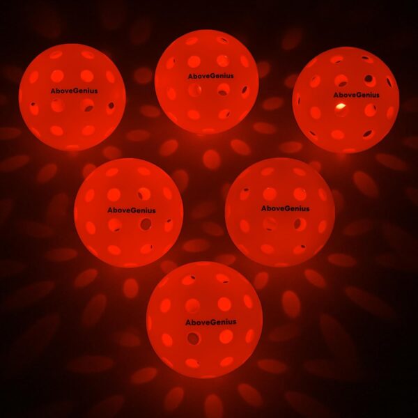 Glow in The Dark Pickleball,6 Pack Outdoor Pickleballs, LED Light Up High Visibility and Long-Lasting for Nighttime Play,Pickleball Gift