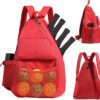 Sports Bag for Pickleball- Large Capacity Sports Bag for 4 Paddles, Adjustable & Multi-Functional - Ideal for Tennis, Squash, Cross-Body Sports Backpack with Fence Hook (Red)