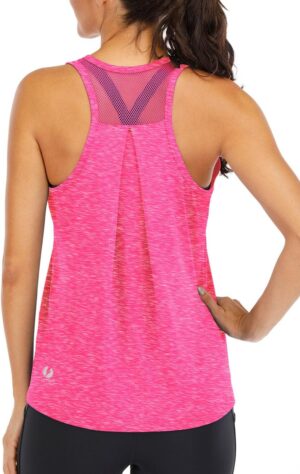 ICTIVE Workout Tops for Women Loose Fit Racerback Mesh Backless Muscle Tank Running Shirts
