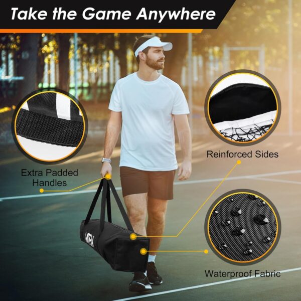 Pickleball Net, Portable Pickleball Net for Driveway, 22 FT USAPA Regulation Size, Steady Metal Frame, with Carrying Bag for Backyards, Driveways, Outdoor Indoor