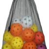 GSE Games & Sports Expert 18"x12" Black Mesh Drawstring Bag for Baseball, Softball, Tennis, Pickleball Ball, Golf Ball. Mesh Sports Equipment Bag with Lock for Gym Training, Beach, Laundry