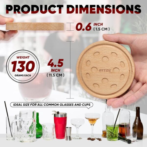 Pickleball Drink Coasters, 2 Pack Wood Coasters for Drink, Pickleball Themed Gifts for Men Women Pickleball Lovers, Coaches, and Teams, Home Kitchen Bar Pickleball Party Decoration