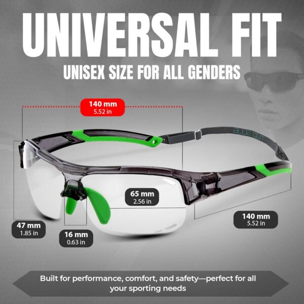 BLUE CUT Sports Safety Goggles Interchangeable Sun Lens Anti Fog UV Protection Indoor Outdoor Pickleball Cycling Basketball