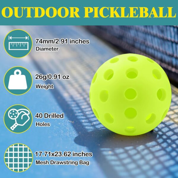 50 Pack Outdoor Pickleball Balls Premium High Elasticity 40-Hole Pickleballs with Mesh Bag for Beginners, Advanced Players, Balanced, High Bounce True Flight, Tournament Play, Family Fun