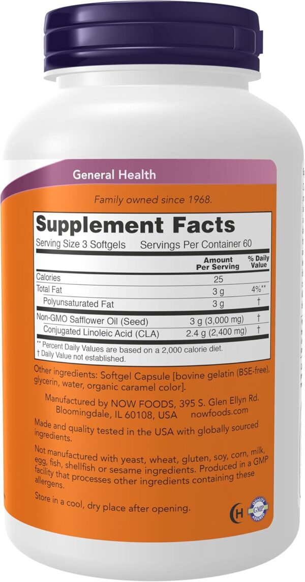 NOW Supplements, CLA (Conjugated Linoleic Acid) 800 mg, 180 Softgels