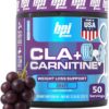 BPI Sports CLA + Carnitine – Conjugated Linoleic Acid – Performance, Lean Muscle – Caffeine Free – for Men & Women – Grape – 50 Servings – 12.34 Oz. (Packaging May Vary)