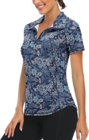 LURANEE Women's Short Sleeve Moisture Wicking Athletic Shirts Quarter Zip Pullover