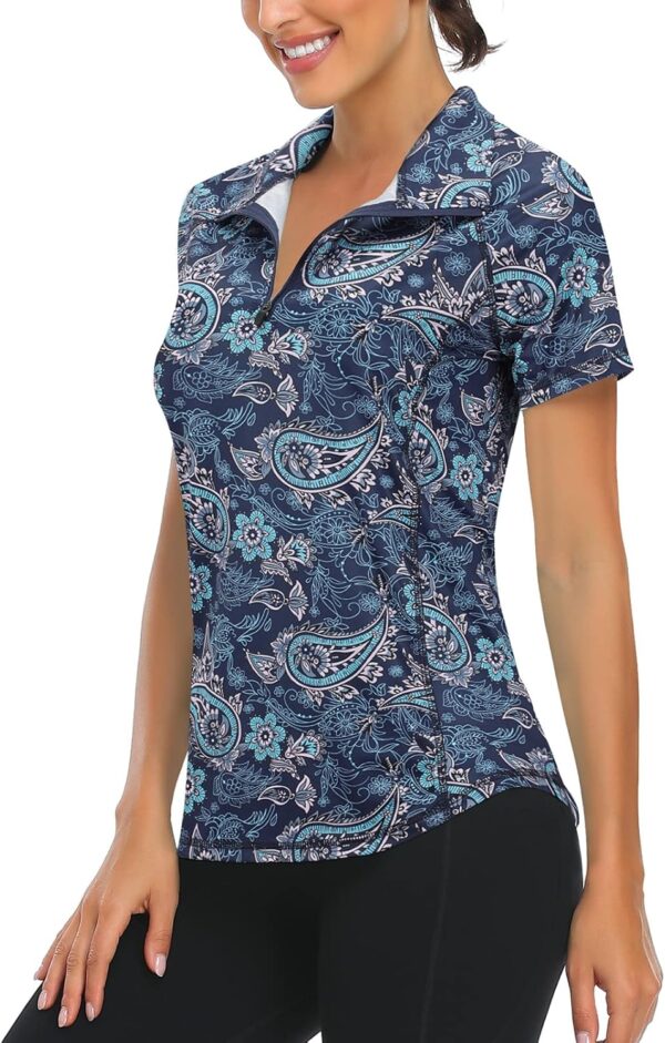 LURANEE Women's Short Sleeve Moisture Wicking Athletic Shirts Quarter Zip Pullover