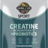 Garden of Life Creatine Monohydrate Powder for Women and Men, Micronized Pre Workout with Probiotics for Muscle, Strength, Performance, Sport Amino Energy, About 60 Easy to Mix Unflavored Servings