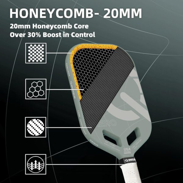 Pickleball Paddle, 20mm Polypropylene Honeycomb Core, T700 Carbon Fiber Surface Pickleball Paddle with High Grit Spin, USAPA Approved Professional Thermoformed Pickleball Paddles